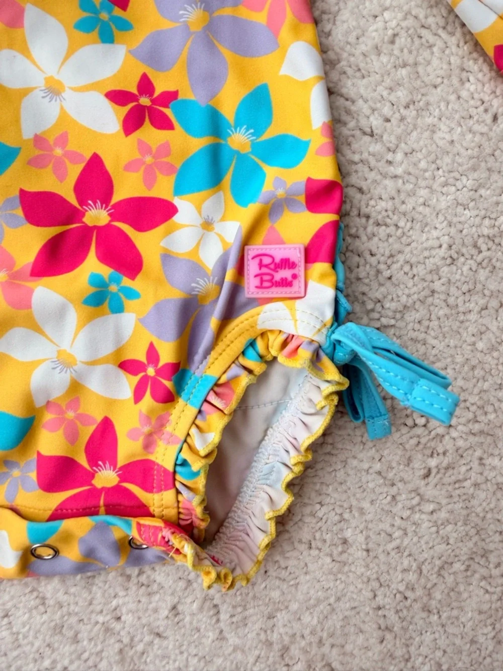 Ruffle Butts Yellow Multi Floral Long-Sleeve Rashguard - Picture 4 of 11